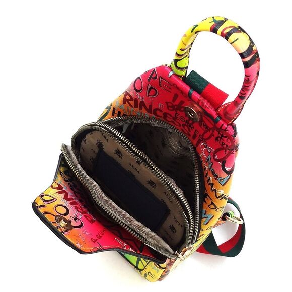 Women's Fashionable Multi Graffiti Sling Backpack, Multipurpose Crossbody - Picture 4 of 8